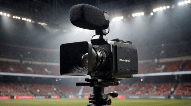赛事直播现场摄像机记录比赛画面的场景